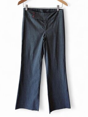 Vintage Y2K pinstripe gray low rise wide leg pants trouser grunge office siren S